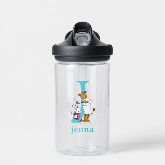 Dr. Seuss's ABC: Letter J - White | Add Your Name Water Bottle (Front)