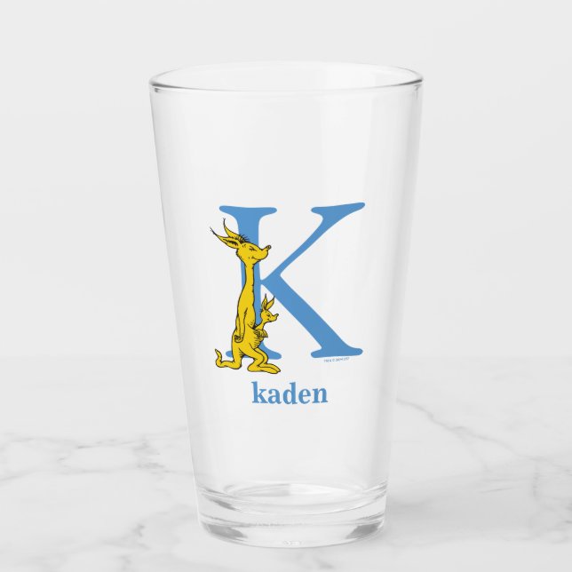 Dr. Seuss's ABC: Letter K - Blue | Add Your Name Glass (Front)