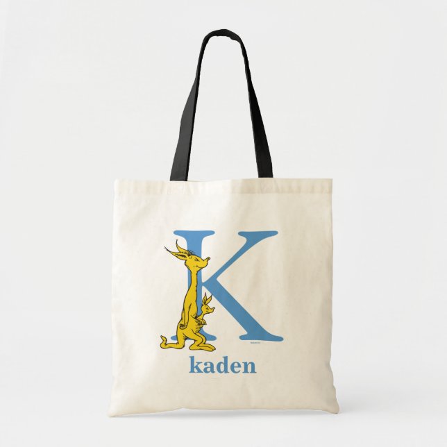 Dr. Seuss's ABC: Letter K - Blue | Add Your Name Tote Bag (Front)