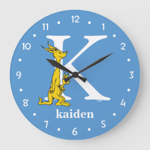 Dr. Seuss's ABC: Letter K - White   Add Your Name Large Clock