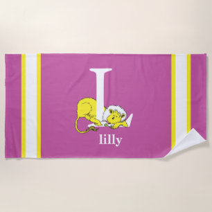 Dr. Seuss's ABC: Letter L - White Add Your Name Beach Towel