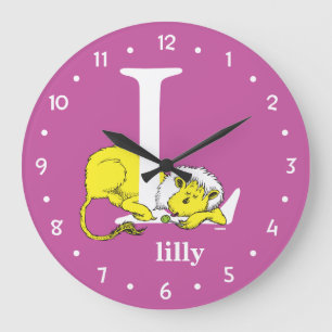 Dr. Seuss's ABC: Letter L - White   Add Your Name Large Clock
