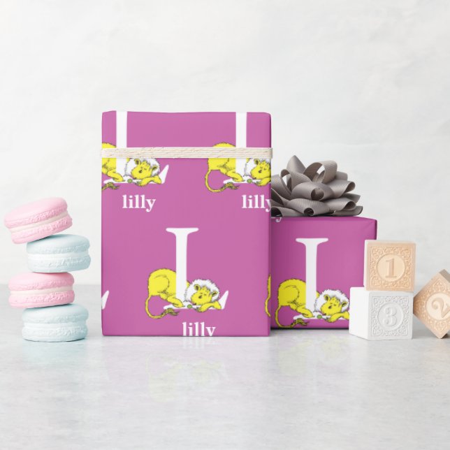 Dr. Seuss's ABC: Letter L - White | Add Your Name Wrapping Paper (Baby Shower)