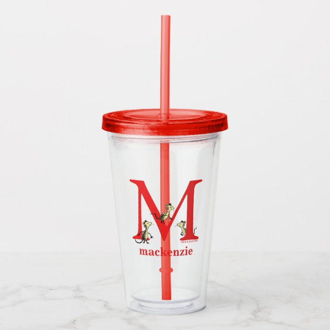 Dr. Seuss's ABC: Letter M - White | Add Your Name Acrylic Tumbler (Front)