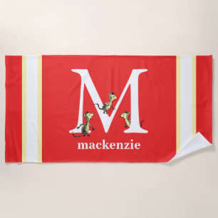 Dr. Seuss's ABC: Letter M - White Add Your Name Beach Towel