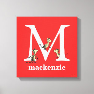 Dr. Seuss's ABC: Letter M - White Add Your Name Canvas Print