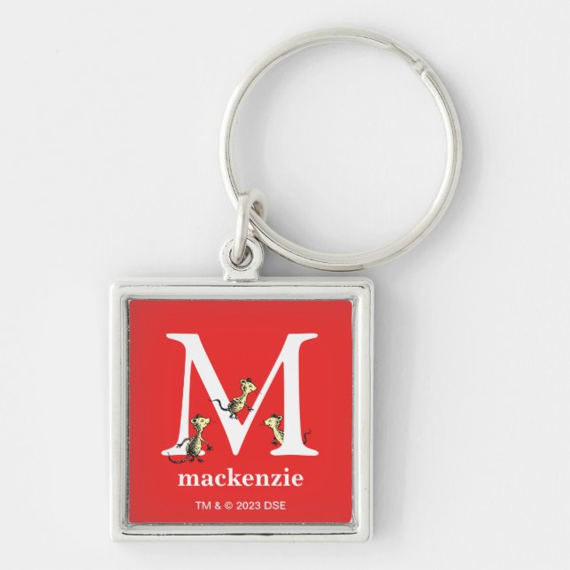 Dr. Seuss's ABC: Letter M - White | Add Your Name Key Ring (Front)