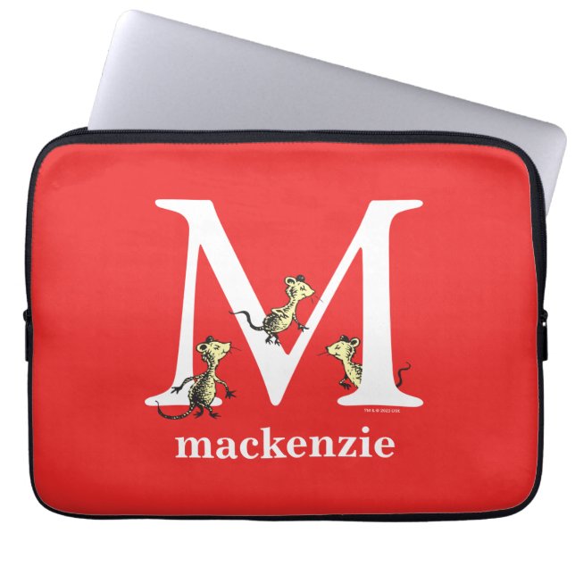 Dr. Seuss's ABC: Letter M - White | Add Your Name Laptop Sleeve (Front)