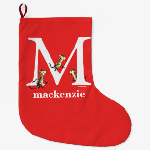 Dr. Seuss's ABC: Letter M - White   Add Your Name Large Christmas Stocking