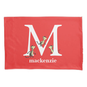 Dr. Seuss's ABC: Letter M - White   Add Your Name Pillowcase