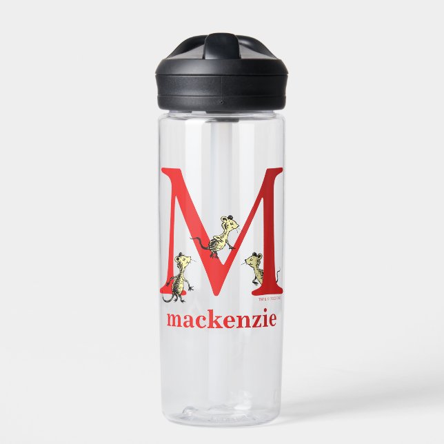 Dr. Seuss's ABC: Letter M - White | Add Your Name Water Bottle (Front)