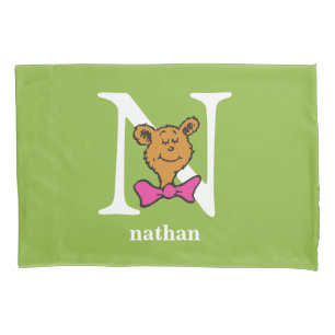 Dr. Seuss's ABC: Letter N - White   Add Your Name Pillowcase