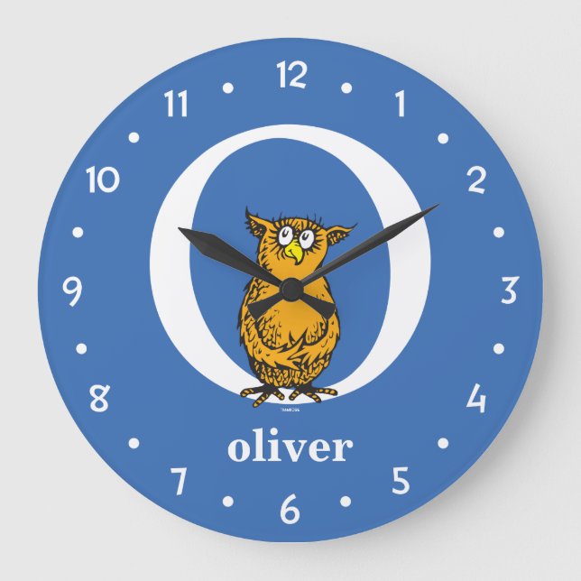 Dr. Seuss's ABC: Letter O - White | Add Your Name Large Clock (Front)