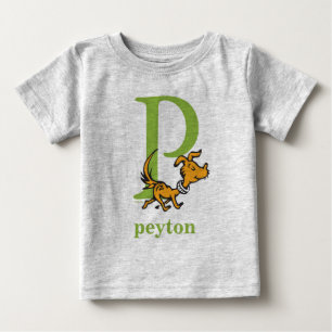 Dr. Seuss's ABC: Letter P - Green Add Your Name Baby T-Shirt