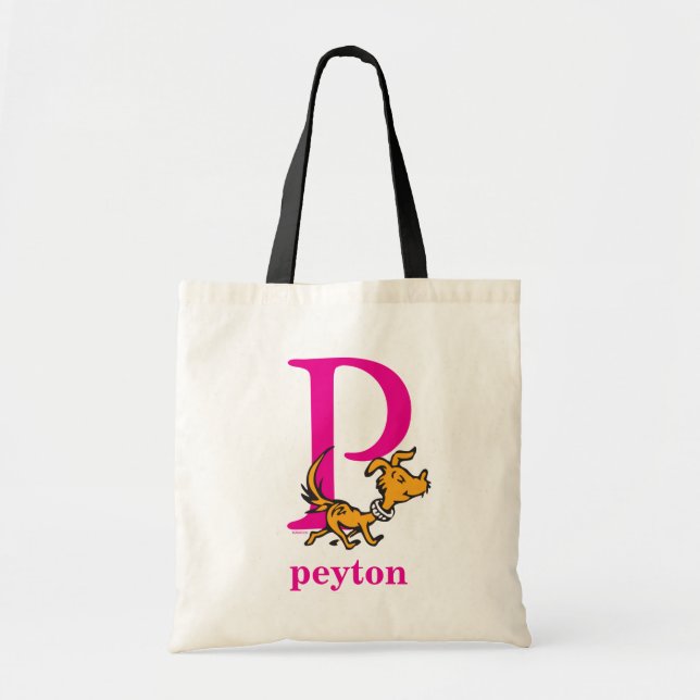 Dr. Seuss's ABC: Letter P - Pink | Add Your Name Tote Bag (Front)