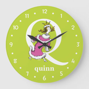 Dr. Seuss's ABC: Letter Q - White   Add Your Name Large Clock