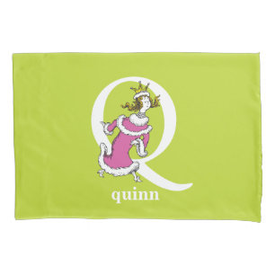 Dr. Seuss's ABC: Letter Q - White   Add Your Name Pillowcase