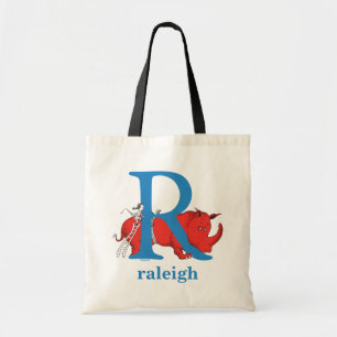 Dr. Seuss's ABC: Letter R - Blue Add Your Name Tote Bag