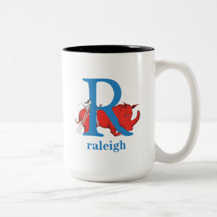 Dr. Seuss's ABC: Letter R - Blue   Add Your Name Two-Tone Coffee Mug