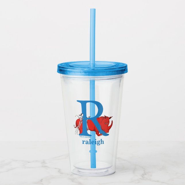 Dr. Seuss's ABC: Letter R - White | Add Your Name Acrylic Tumbler (Front)