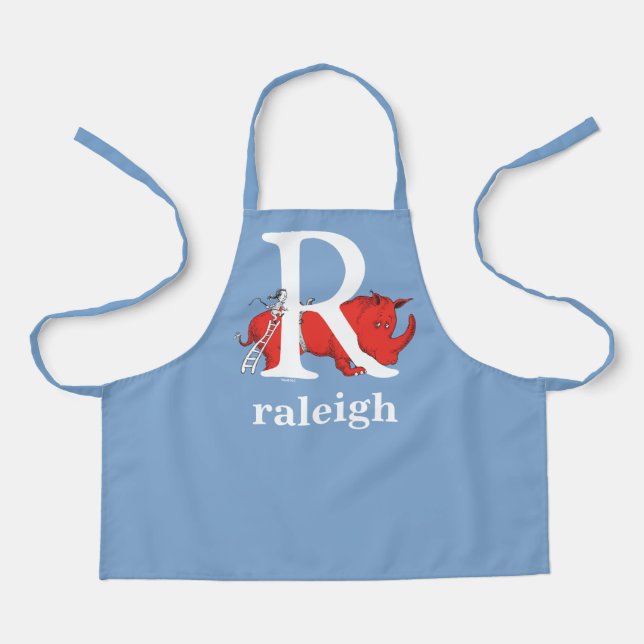 Dr. Seuss's ABC: Letter R - White | Add Your Name Apron (Front)