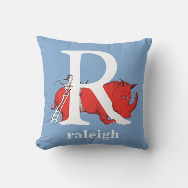 Dr. Seuss's ABC: Letter R - White | Add Your Name Cushion (Front)