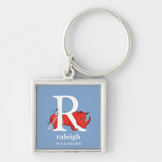 Dr. Seuss's ABC: Letter R - White | Add Your Name Key Ring (Front)