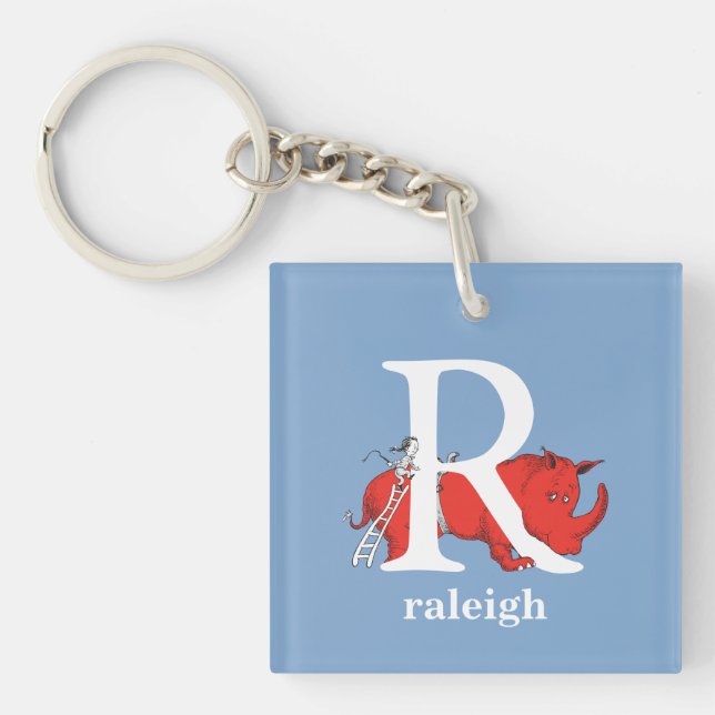Dr. Seuss's ABC: Letter R - White | Add Your Name Key Ring (Front)