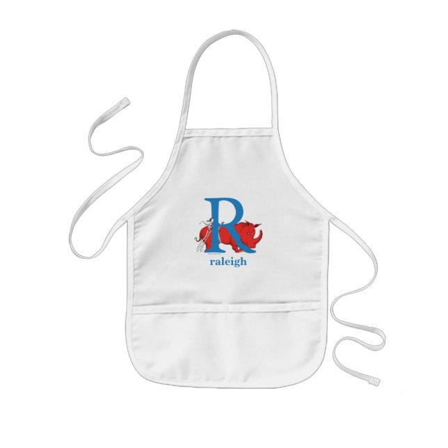 Dr. Seuss's ABC: Letter R - White | Add Your Name Kids Apron (Front)