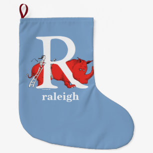 Dr. Seuss's ABC: Letter R - White   Add Your Name Large Christmas Stocking