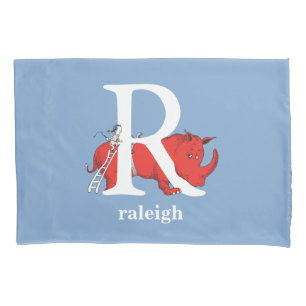 Dr. Seuss's ABC: Letter R - White   Add Your Name Pillowcase