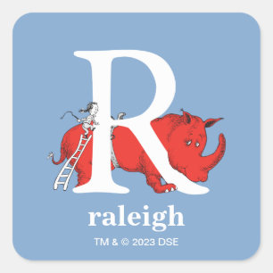 Dr. Seuss's ABC: Letter R - White   Add Your Name Square Sticker