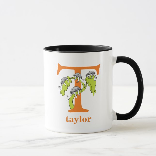 Dr. Seuss's ABC: Letter T - Orange | Add Your Name Mug (Right)