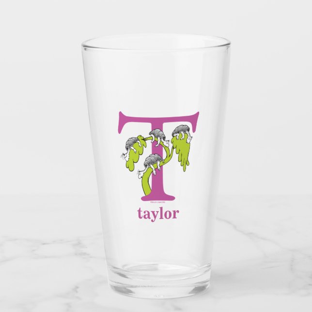 Dr. Seuss's ABC: Letter T - Purple | Add Your Name Glass (Front)
