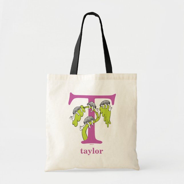 Dr. Seuss's ABC: Letter T - Purple | Add Your Name Tote Bag (Front)