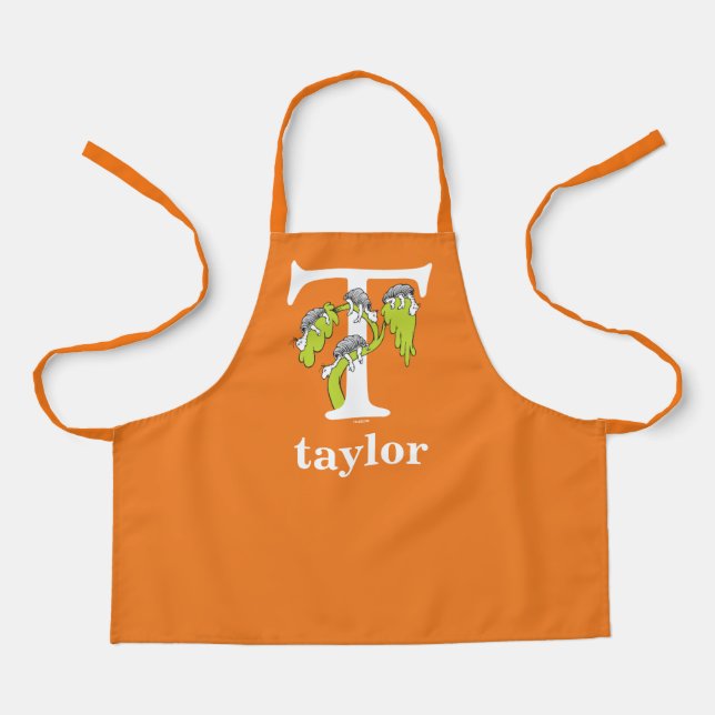 Dr. Seuss's ABC: Letter T - White | Add Your Name Apron (Front)
