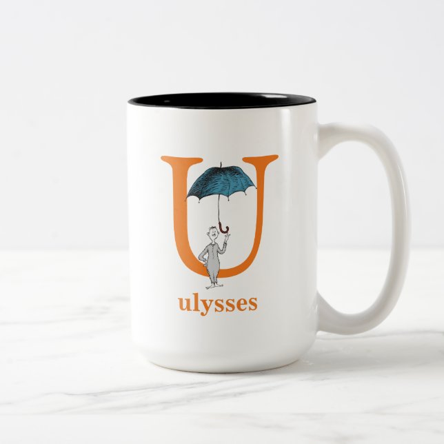 Dr. Seuss's ABC: Letter U - Orange | Add Your Name Two-Tone Coffee Mug (Right)
