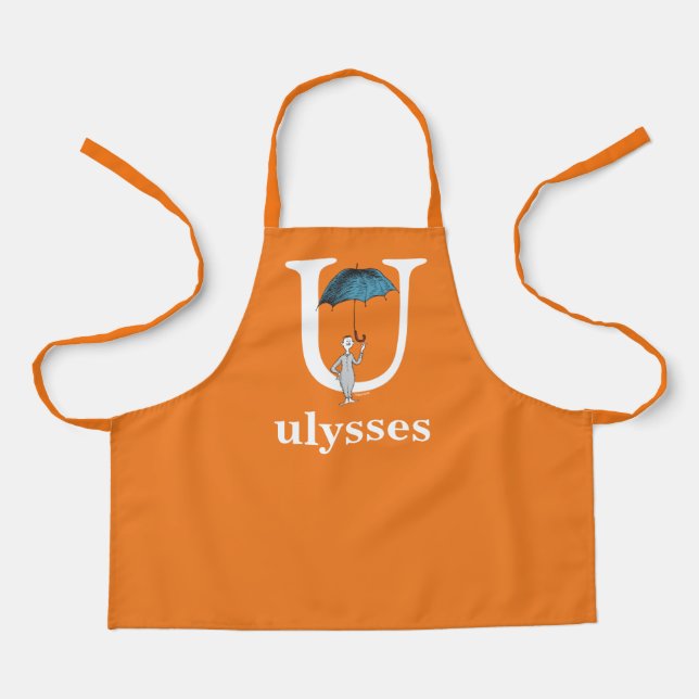 Dr. Seuss's ABC: Letter U - White | Add Your Name Apron (Front)