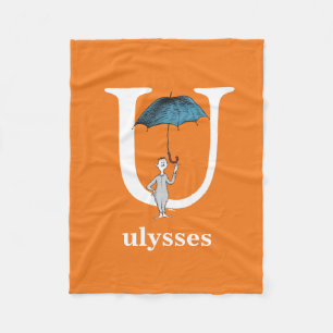Dr. Seuss's ABC: Letter U - White   Add Your Name Fleece Blanket