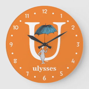 Dr. Seuss's ABC: Letter U - White   Add Your Name Large Clock