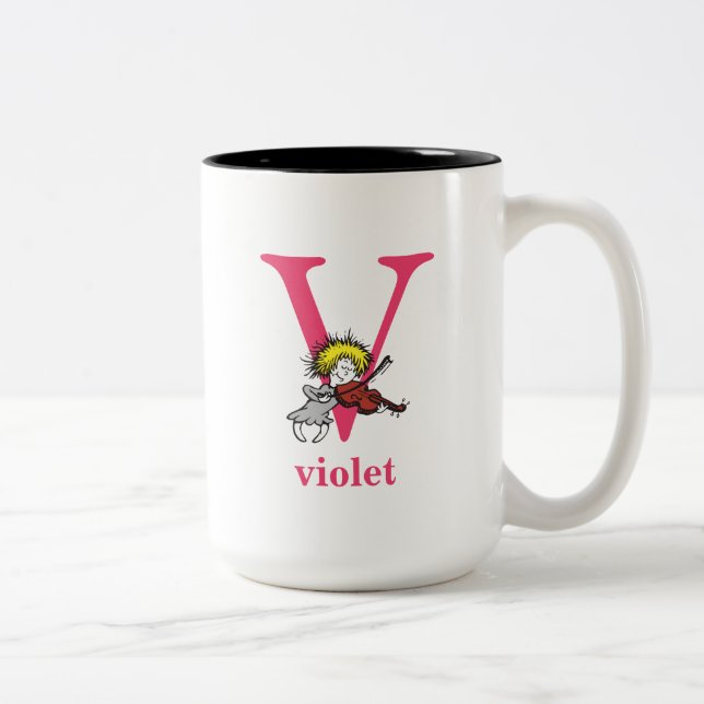 Dr. Seuss's ABC: Letter V - Pink | Add Your Name Two-Tone Coffee Mug (Right)