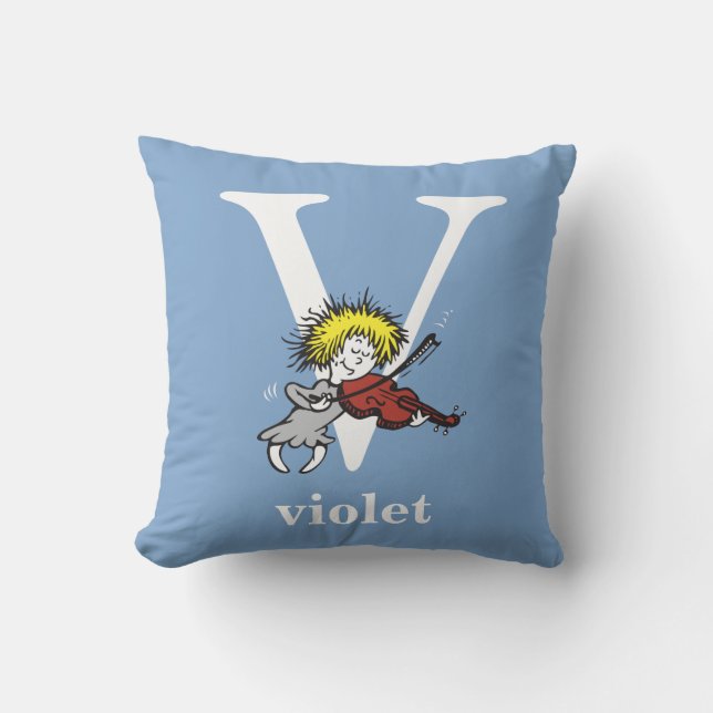 Dr. Seuss's ABC: Letter V - White | Add Your Name Cushion (Front)