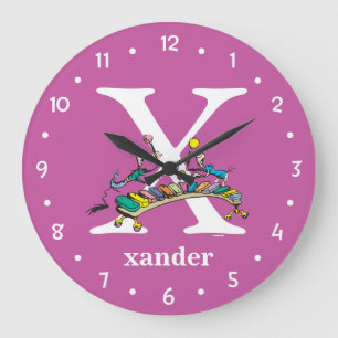 Dr. Seuss's ABC: Letter X - White   Add Your Name Large Clock