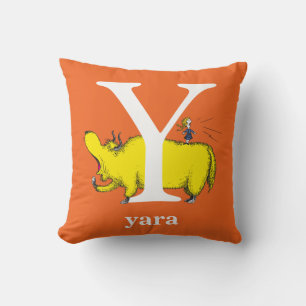 Dr. Seuss's ABC: Letter Y - White   Add Your Name Cushion