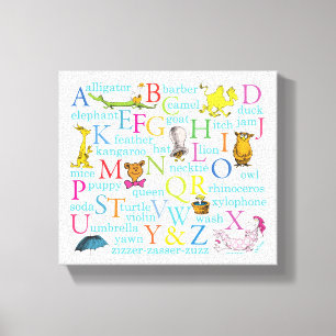 Dr. Seuss's ABC Pattern with Words Canvas Print