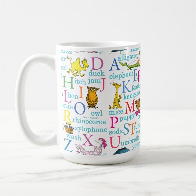 Dr. Seuss's ABC Pattern with Words Coffee Mug (Left)