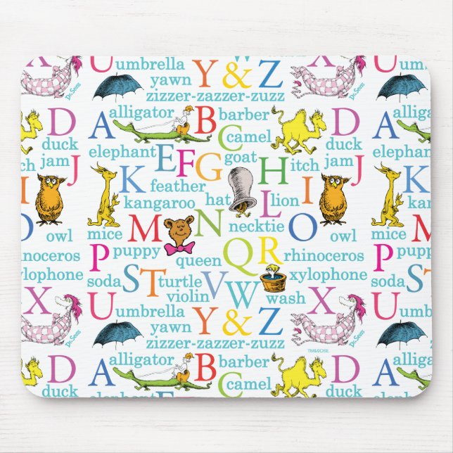 Dr. Seuss's ABC Pattern with Words Mouse Mat (Front)
