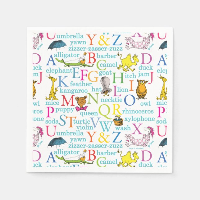 Dr. Seuss's ABC Pattern with Words Napkin (Front)