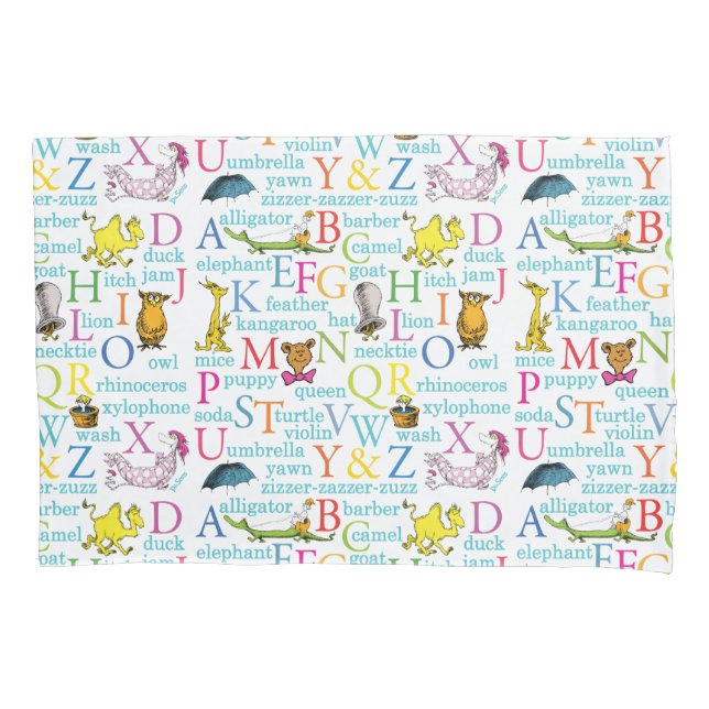 Dr. Seuss's ABC Pattern with Words Pillowcase (Front)