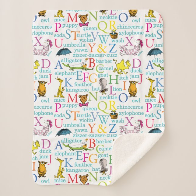 Dr. Seuss's ABC Pattern with Words Sherpa Blanket (Front)